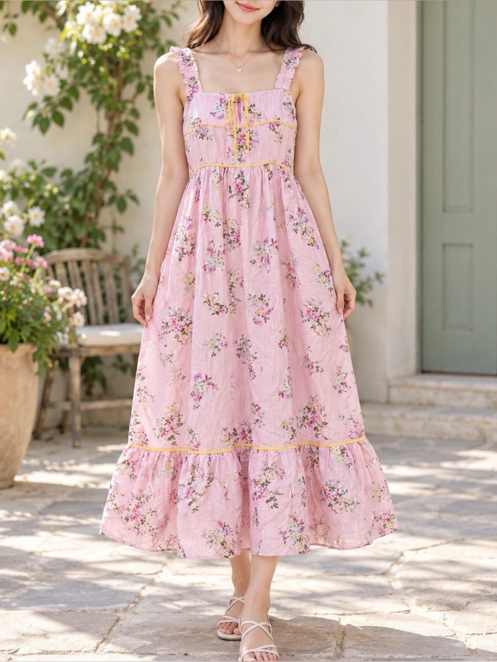Floral Maxi Dress in Pink Size Small